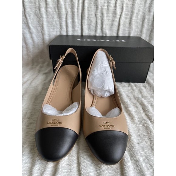 NIB Coach Erica Leather Slingbacks Beechwood & Black FG4250 - Size 11 $228 - Picture 6 of 9